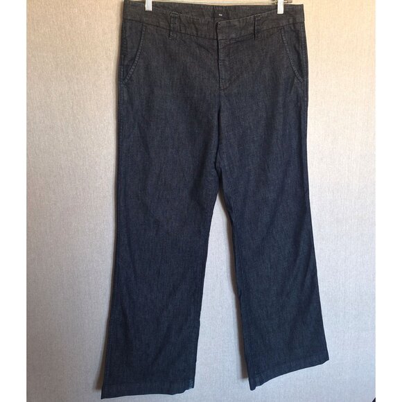 💙 Gap Long Wide Leg Thick Denim Look Trousers Size 36/34 Preppy Fall Work Offic - Picture 5 of 8